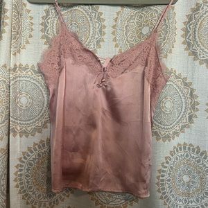pink silky Abercrombie camisole with lace